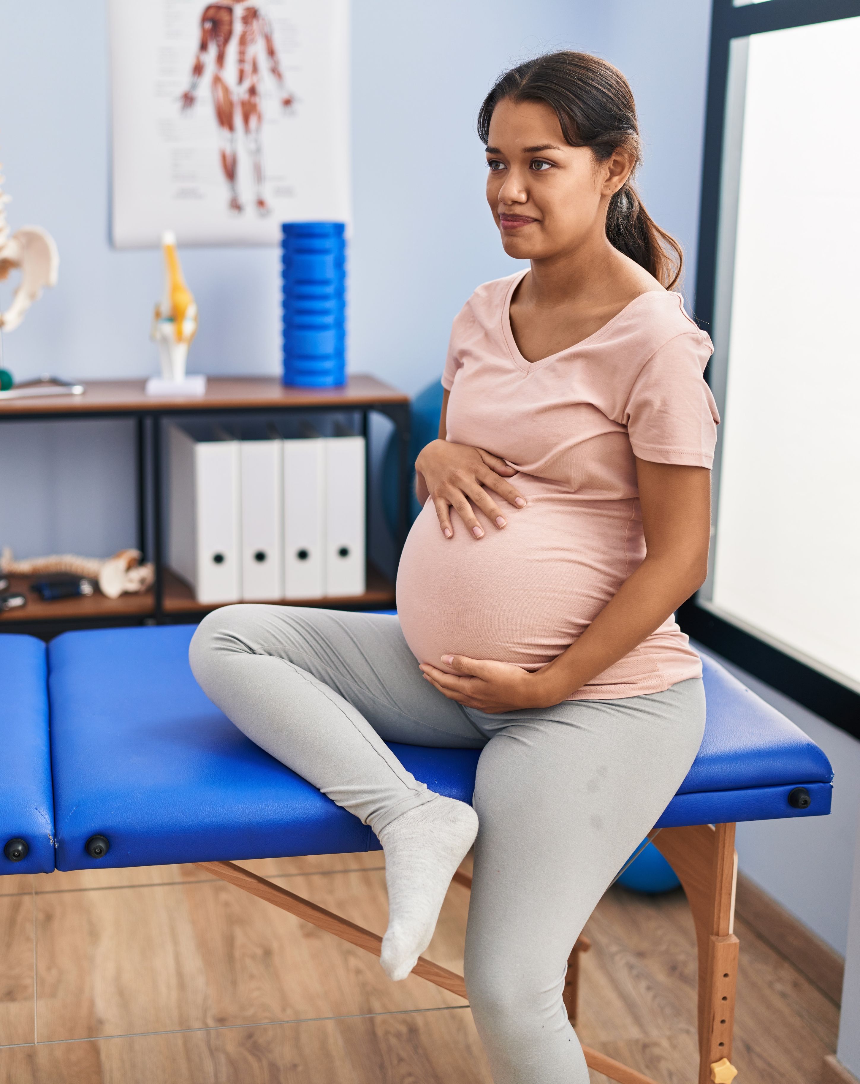 Pregnant patient waiting for adjustment